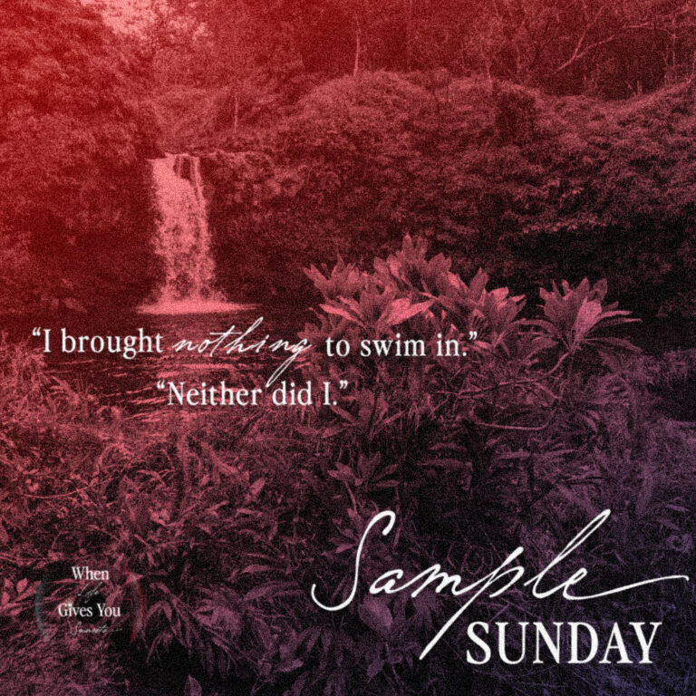 A photo of a waterfall in Maui with a quote from When Life Gives You Sunsets, a novel by Brookelyn Mosley